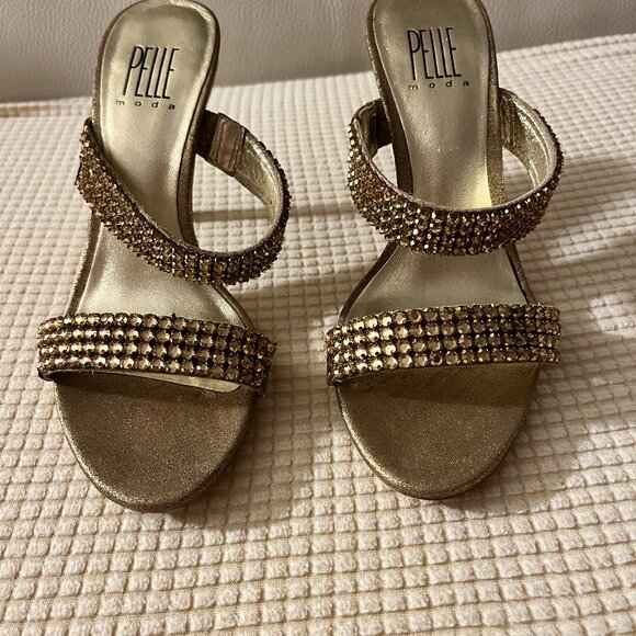 Pelle Moda Shoes - Pelle Moda Gold Bronze Metallic Slide Pump Sandal Size SZ 5.5